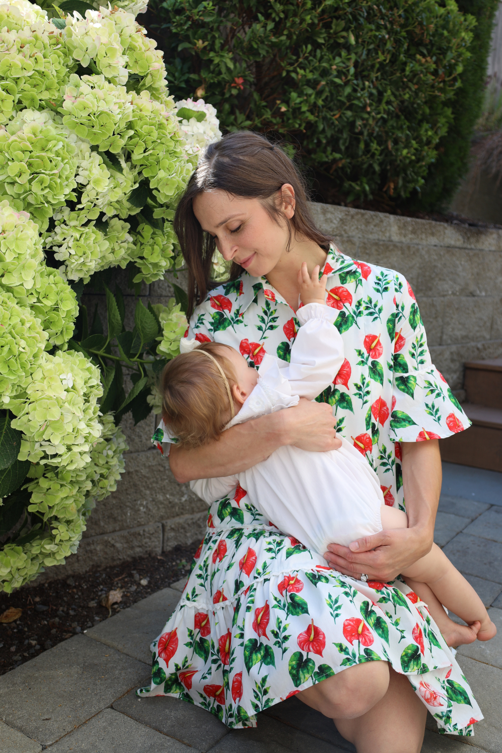 Breezy Dress with Nursing Zippers in Anthurium