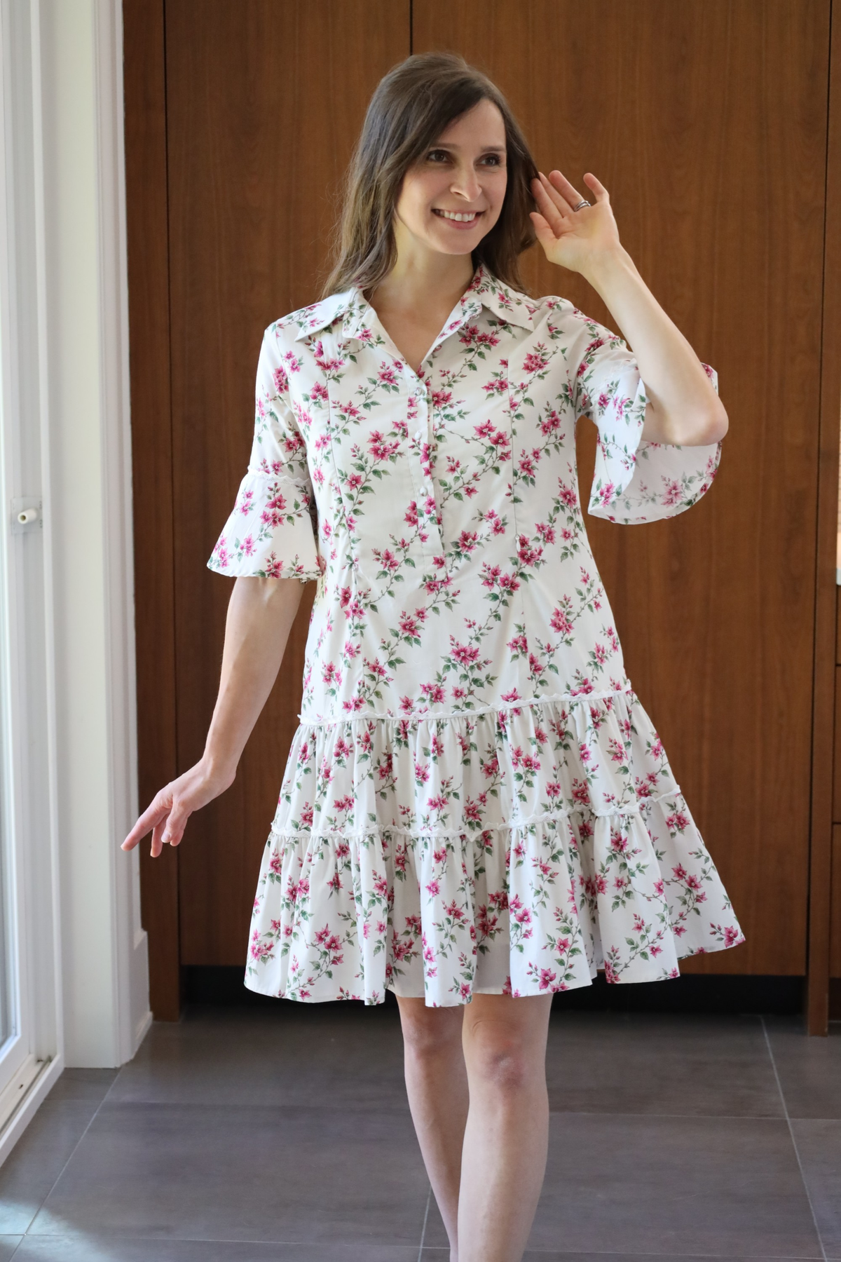 Breezy Dress with Nursing Zippers in Bougainvillea