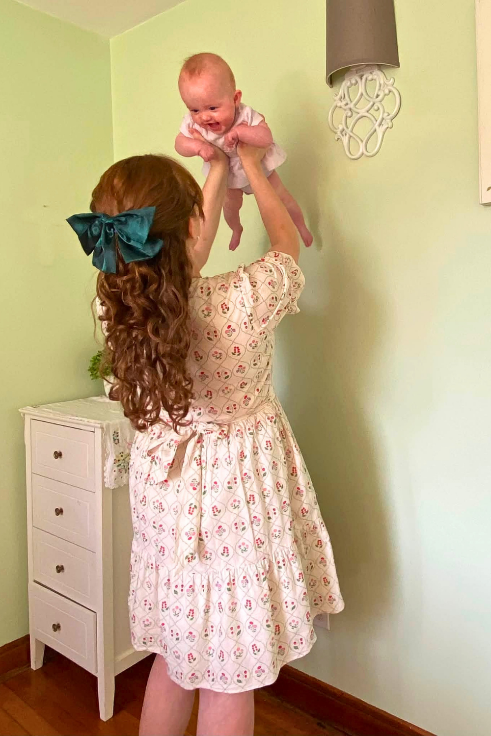 All Day Dress with Nursing Zippers in Berry Garden Trellis