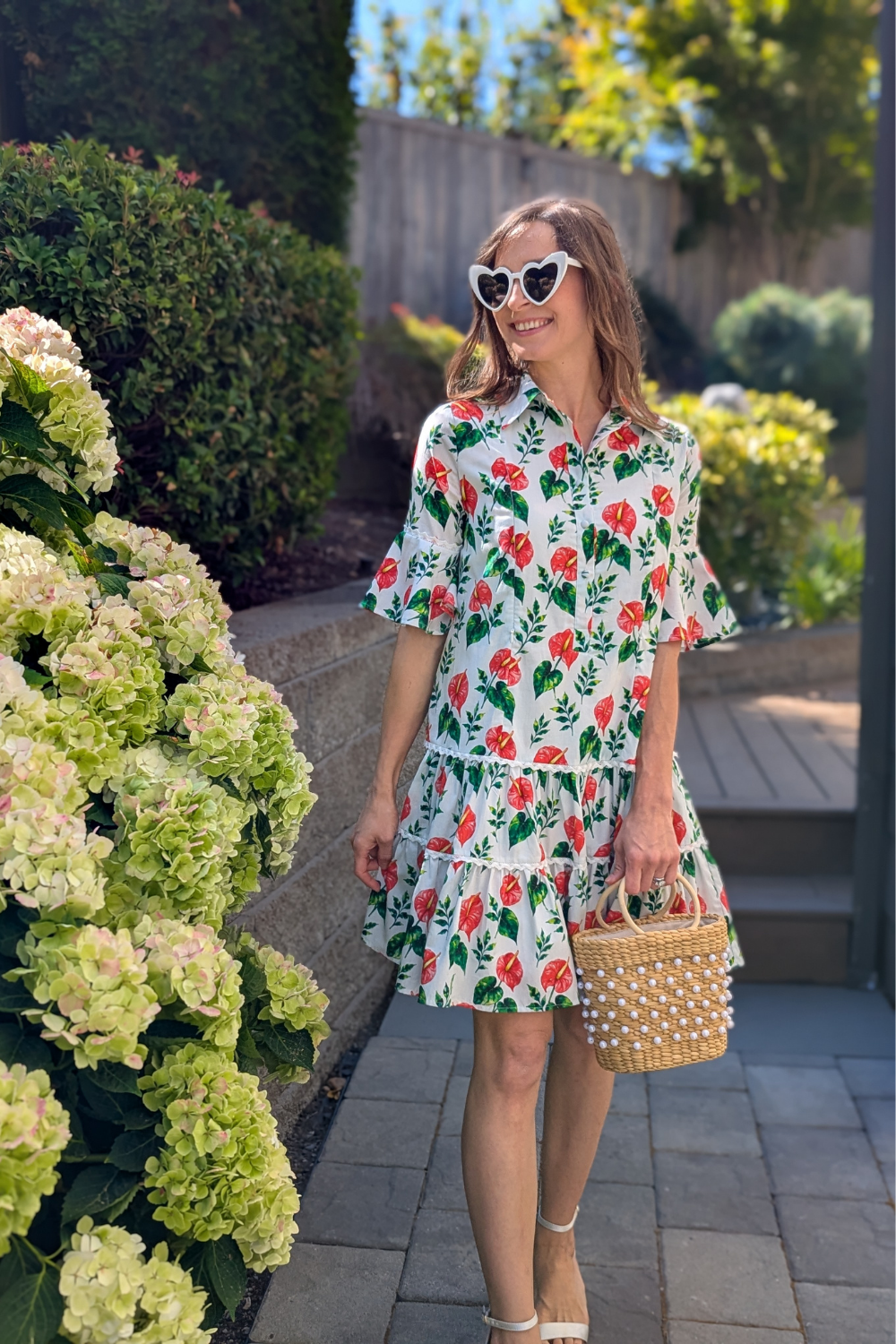 Breezy Dress with Nursing Zippers in Anthurium
