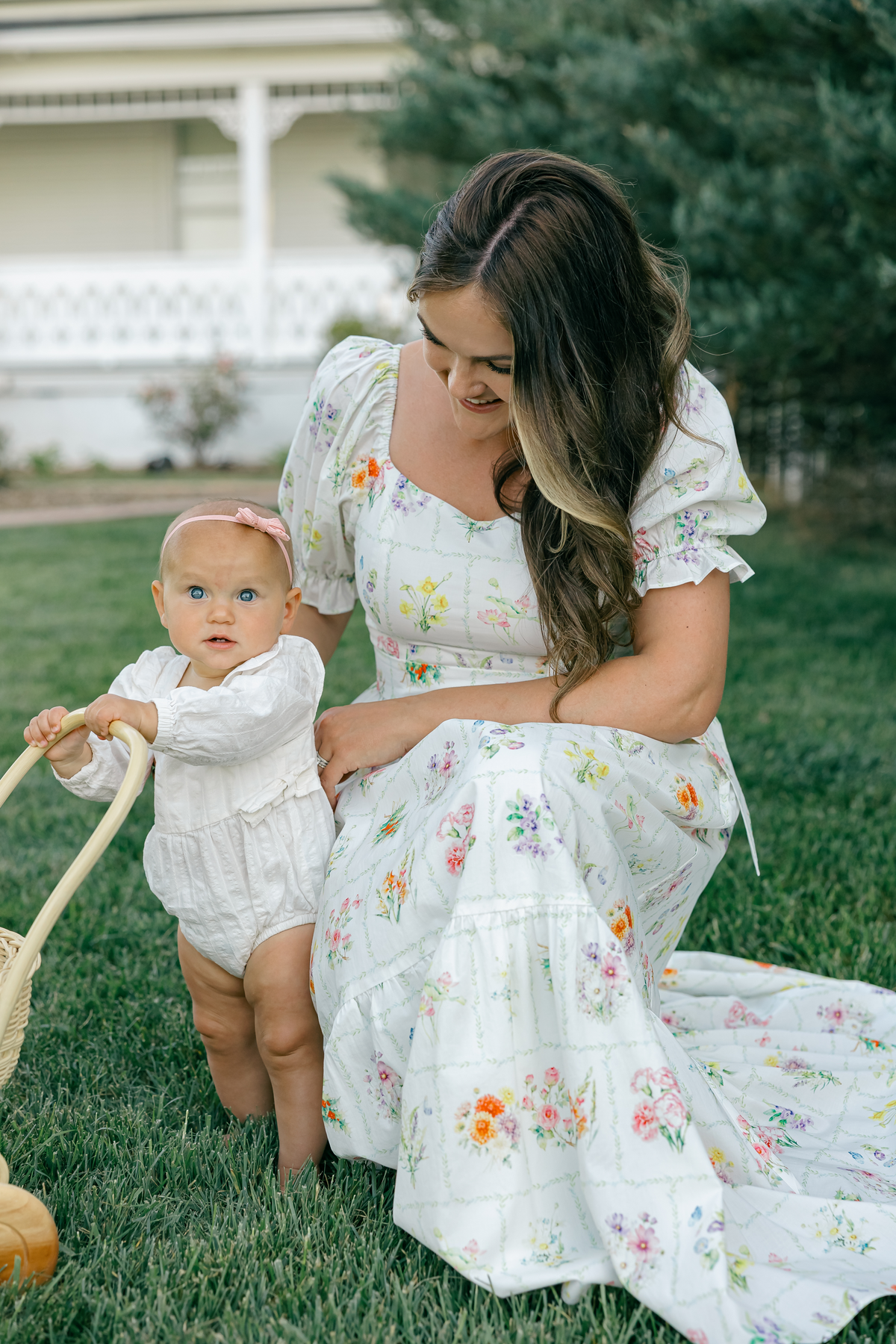 Ann Maxi Dress with Nursing Zippers in Birth Flowers