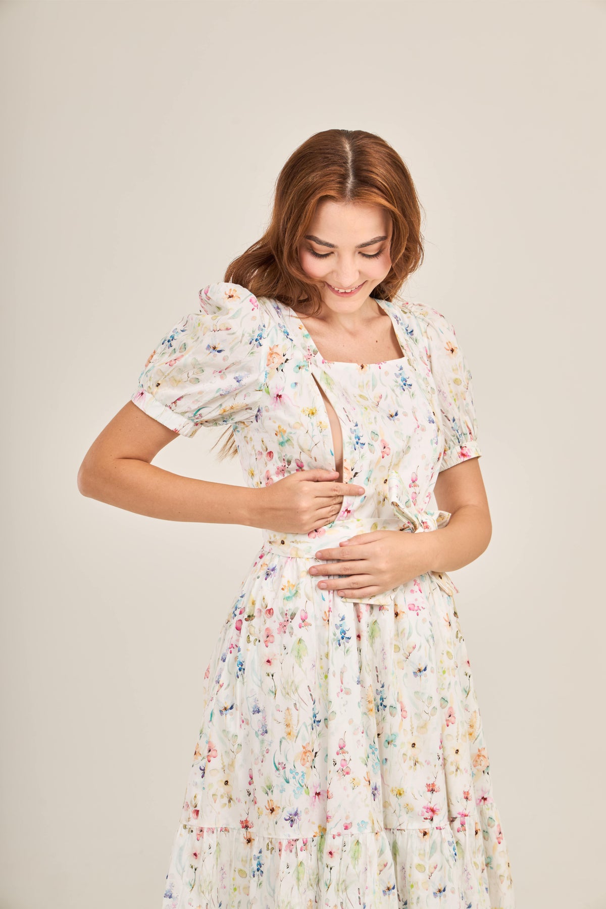 Enchanted Twirl Dress with Nursing Zippers in Wildflowers