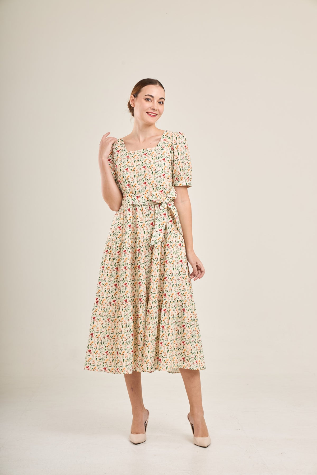 Versa Cotton Dress with Nursing Zippers in Harvest Blooms