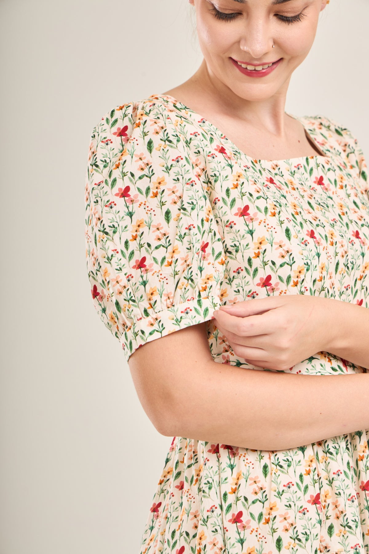 Versa Cotton Dress with Nursing Zippers in Harvest Blooms