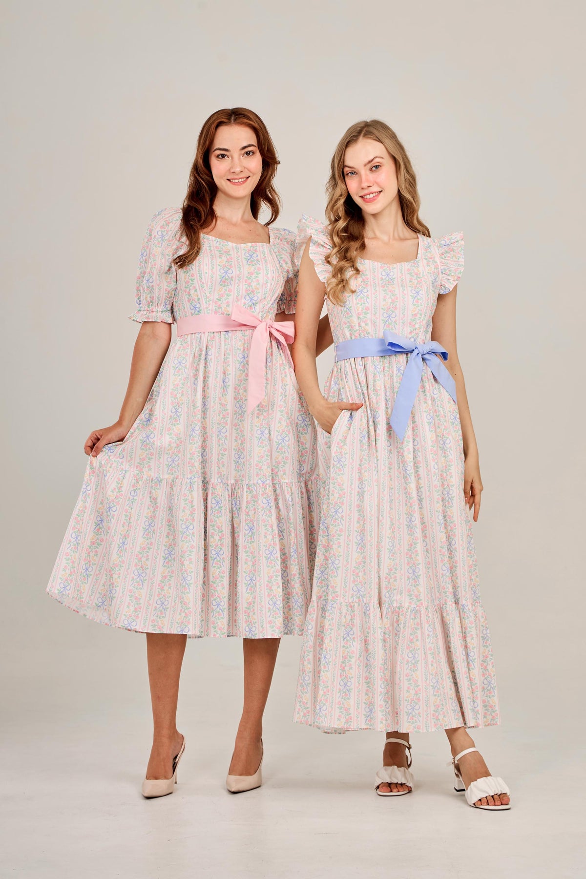 Angela Maxi Dress with Nursing Zippers in Bowtanical Rose Garden