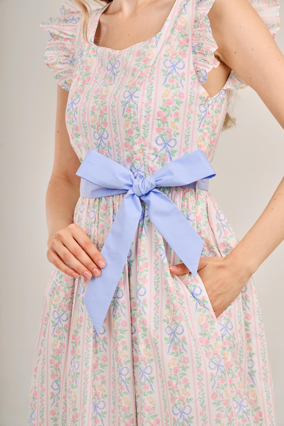 Angela Maxi Dress with Nursing Zippers in Bowtanical Rose Garden