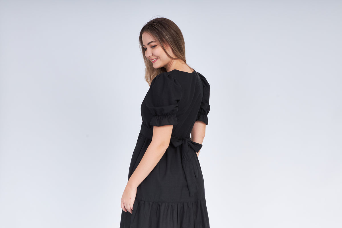 All Day Dress with Nursing Zippers in Black