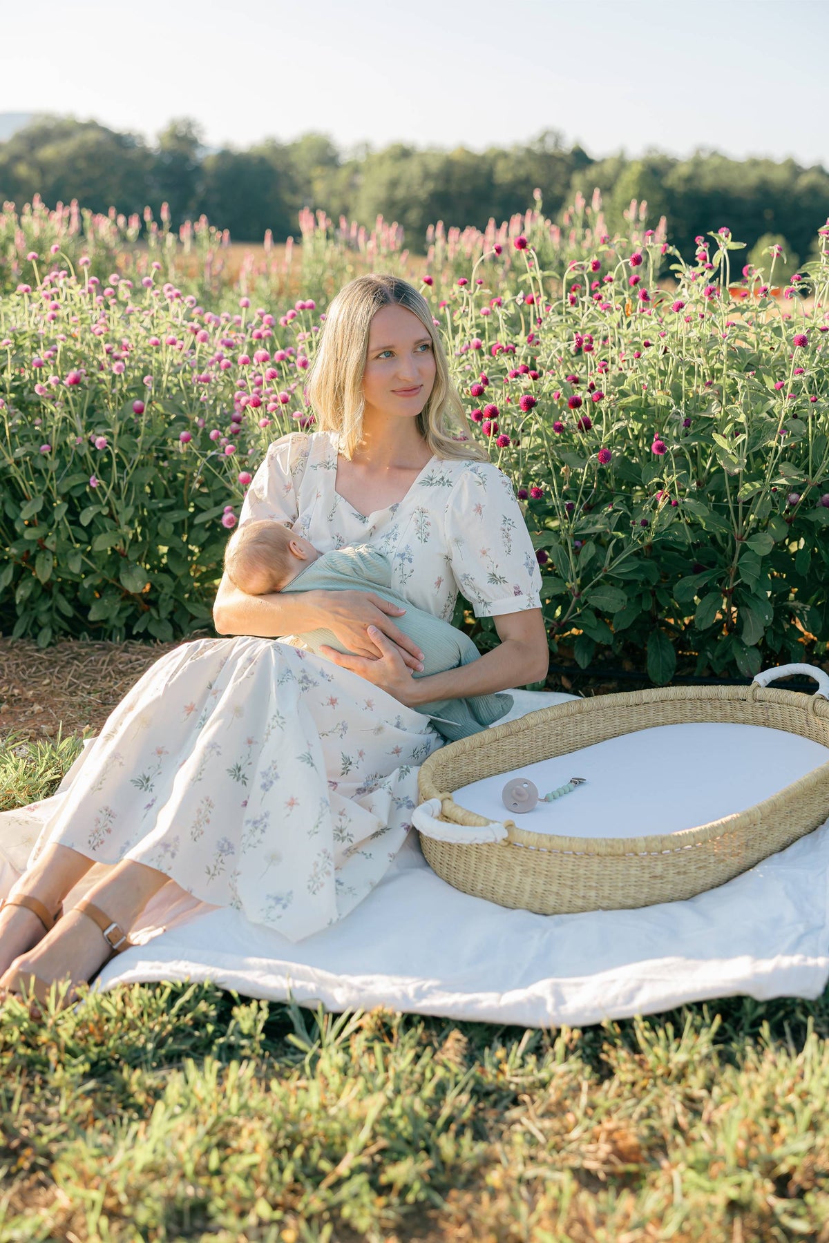 Versa Maxi Dress with Nursing Zippers in Evergarden