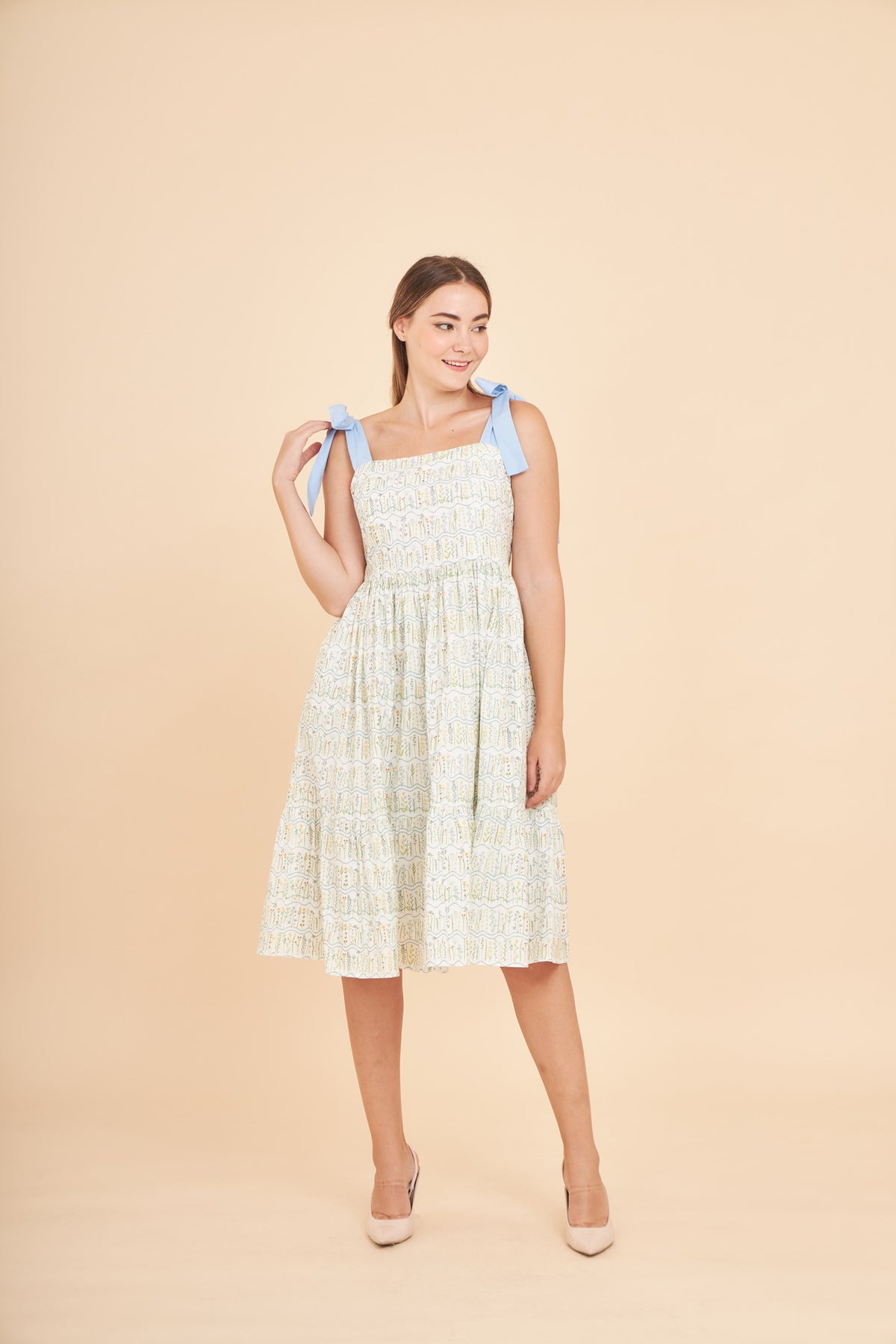 Julia Midi Dress with Nursing Zippers in Botanical Meadow