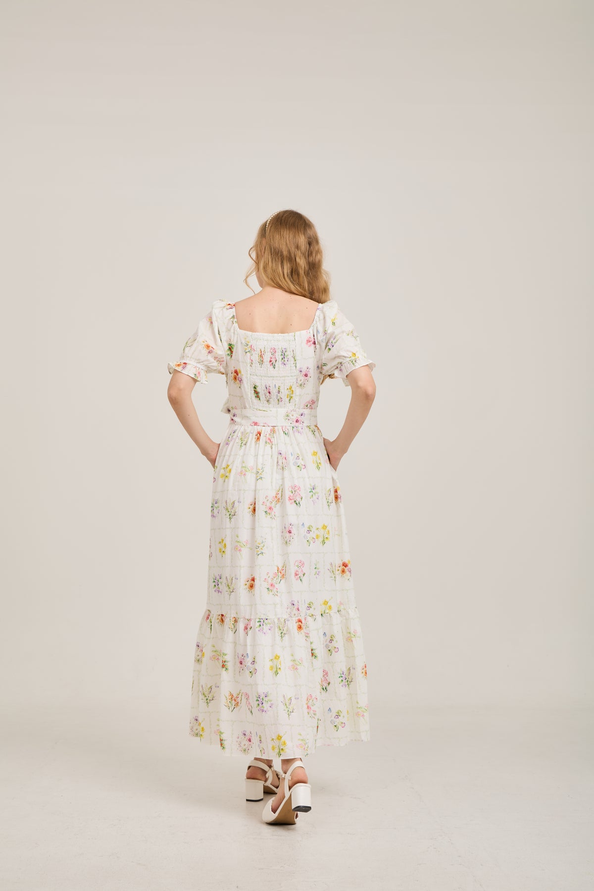 Ann Maxi Dress with Nursing Zippers in Birth Flowers