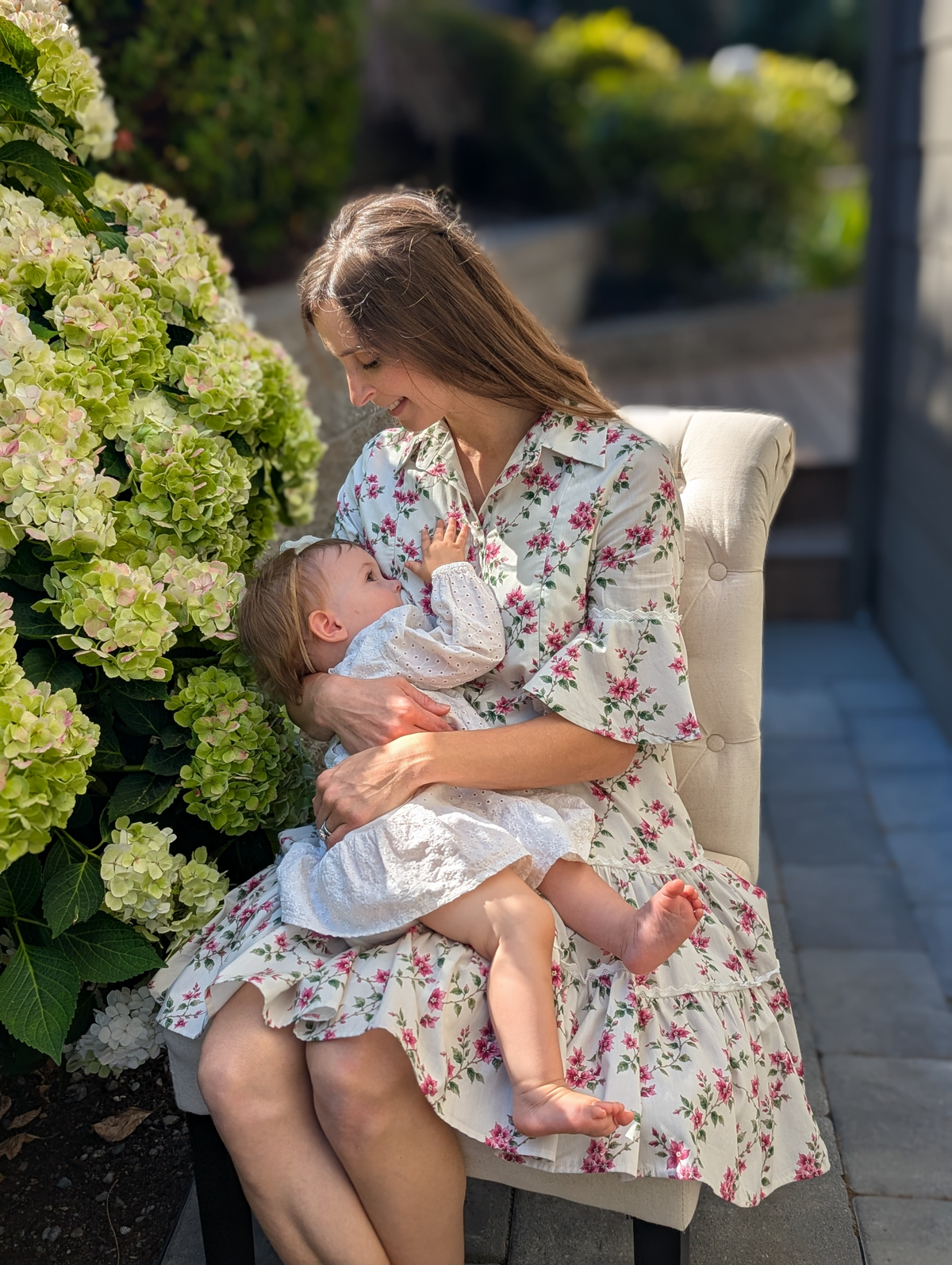 Breezy Dress with Nursing Zippers in Bougainvillea
