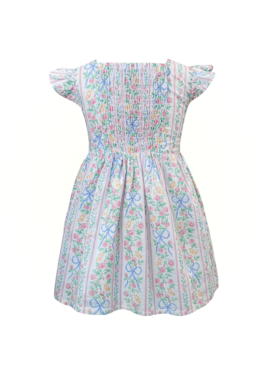 Little Angela Dress (Girls) in Bowtanical Rose Garden