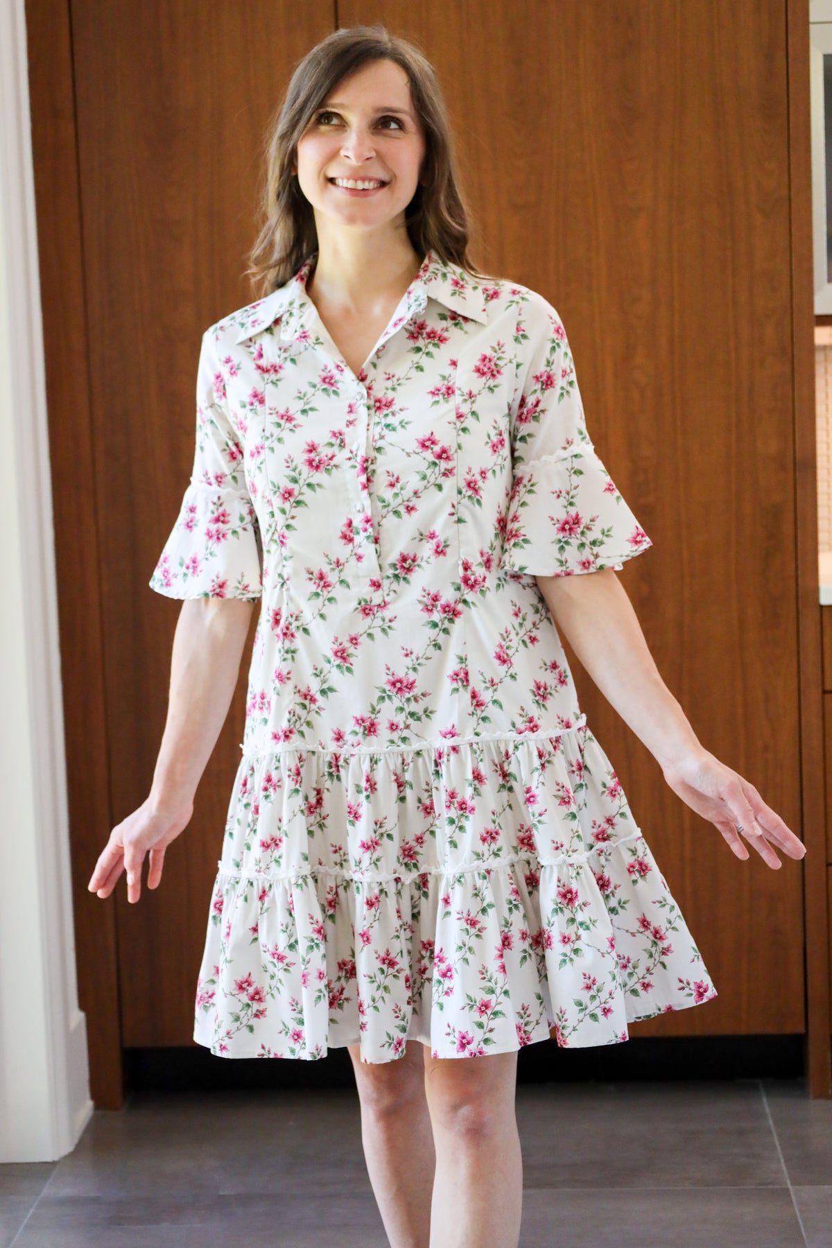 Breezy Dress with Nursing Zippers in Bougainvillea