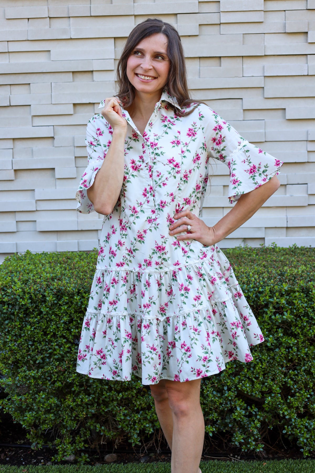 Breezy Dress with Nursing Zippers in Bougainvillea