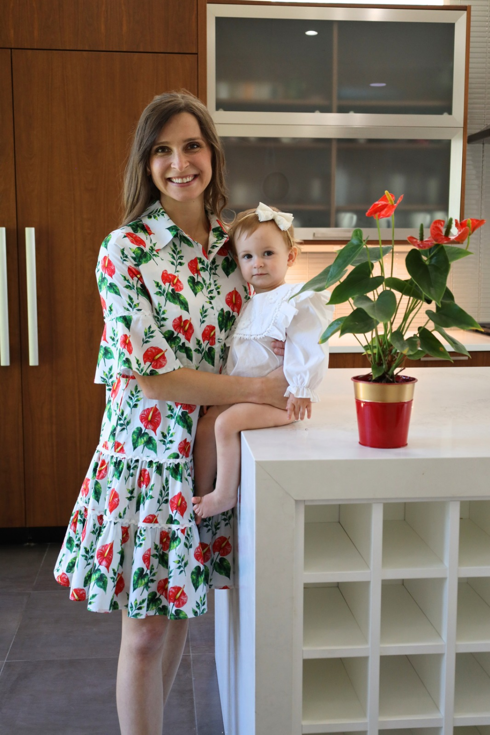 Breezy Dress with Nursing Zippers in Anthurium