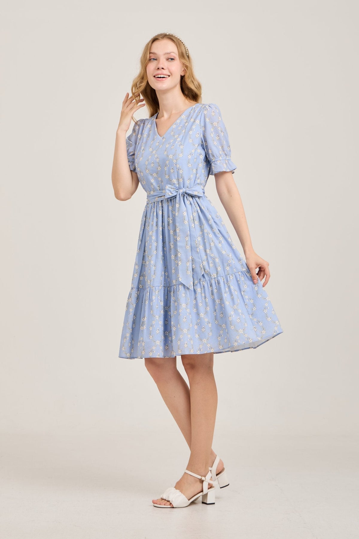 All Day Dress with Nursing Zippers in Blue Heirloom