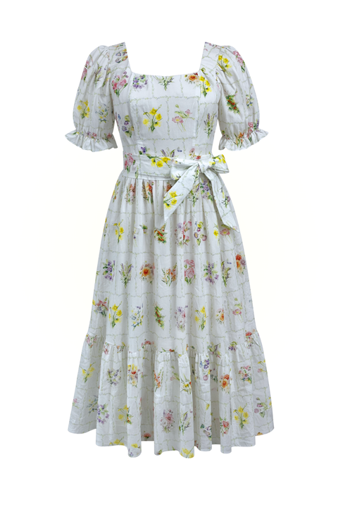 Ann Maxi Dress with Nursing Zippers in Birth Flowers