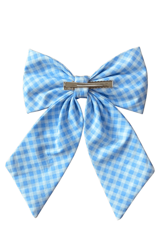 Pretty Women's Bow in Light Blue Gingham