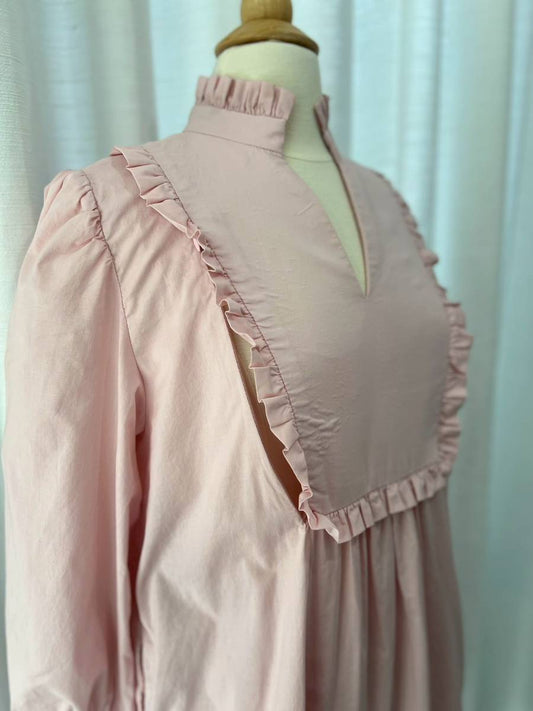 A48: Sample Relaxed-fit Dress with Nursing Zippers in Light Pink (Size: S: bust = 39.5