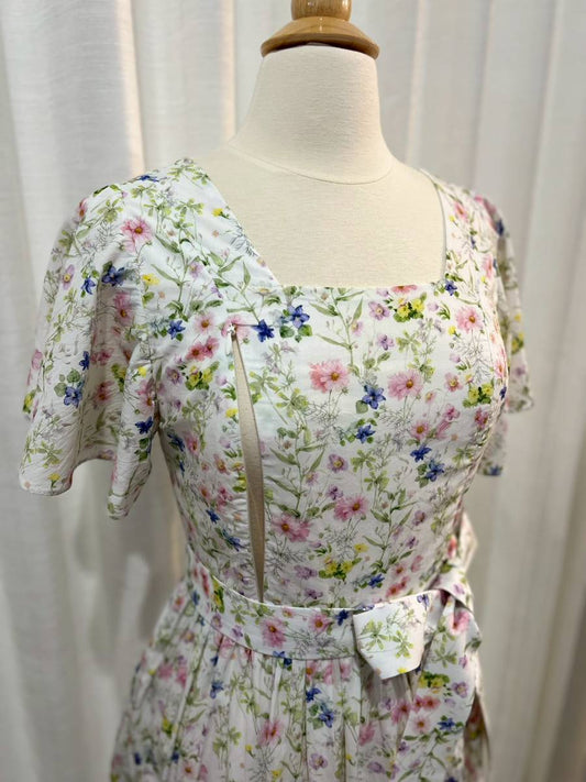 *Sample* Princess Cotton Midi Dress with Nursing Zippers in Sweet Wildflowers