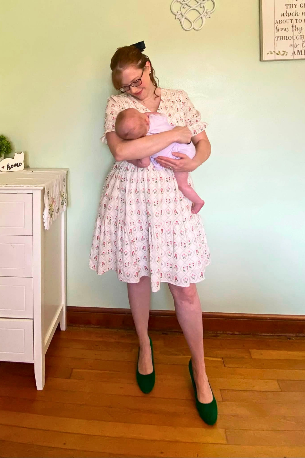 All Day Dress with Nursing Zippers in Berry Garden Trellis