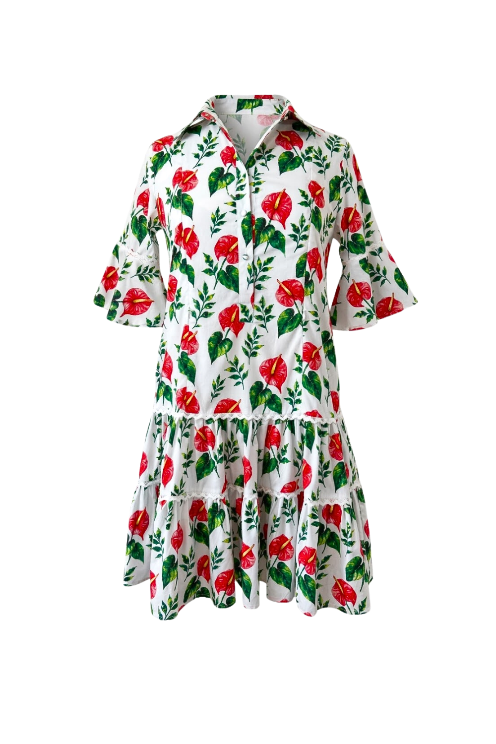 $69 Breezy Dress with Nursing Zippers in Anthurium