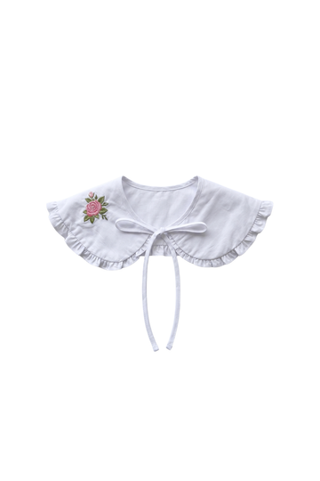 Little Girl's Removable Rose Embroidered Collar in White