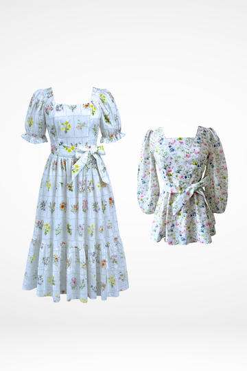 Ann Maxi Dress in Birth flowers+ Embrace Top in Sweet Wildflowers