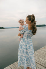 Versa Cotton Dress with Nursing Zippers in Vintage Blue Toile