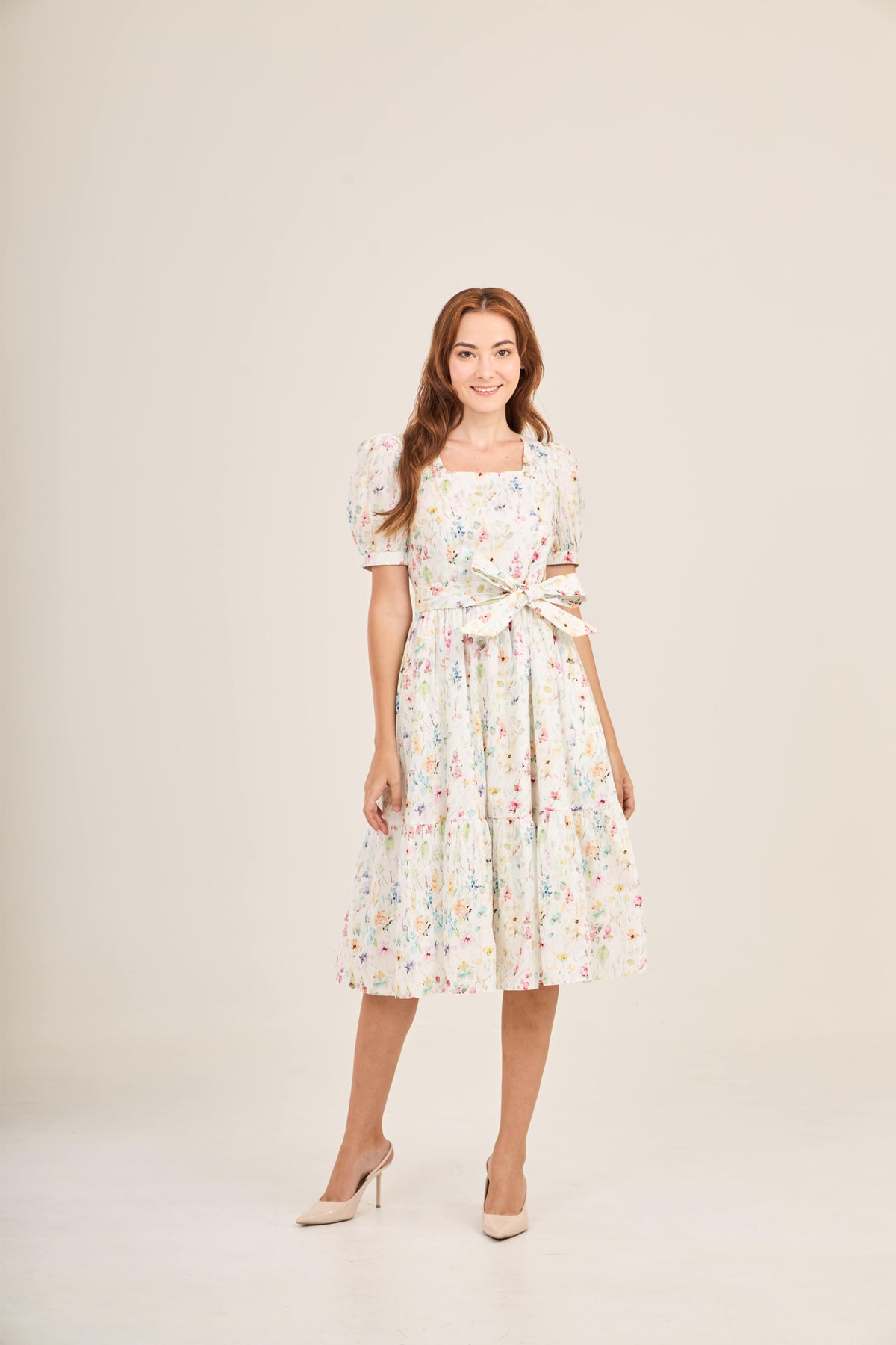 Enchanted Twirl Dress with Nursing Zippers in Wildflowers