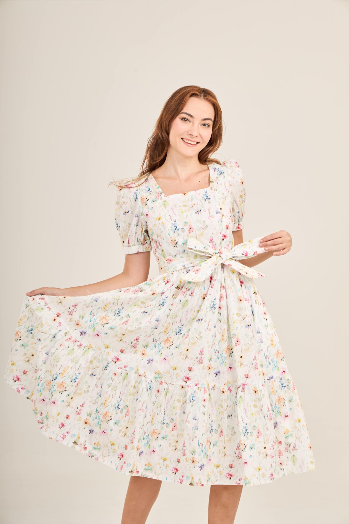 Enchanted Twirl Dress with Nursing Zippers in Wildflowers