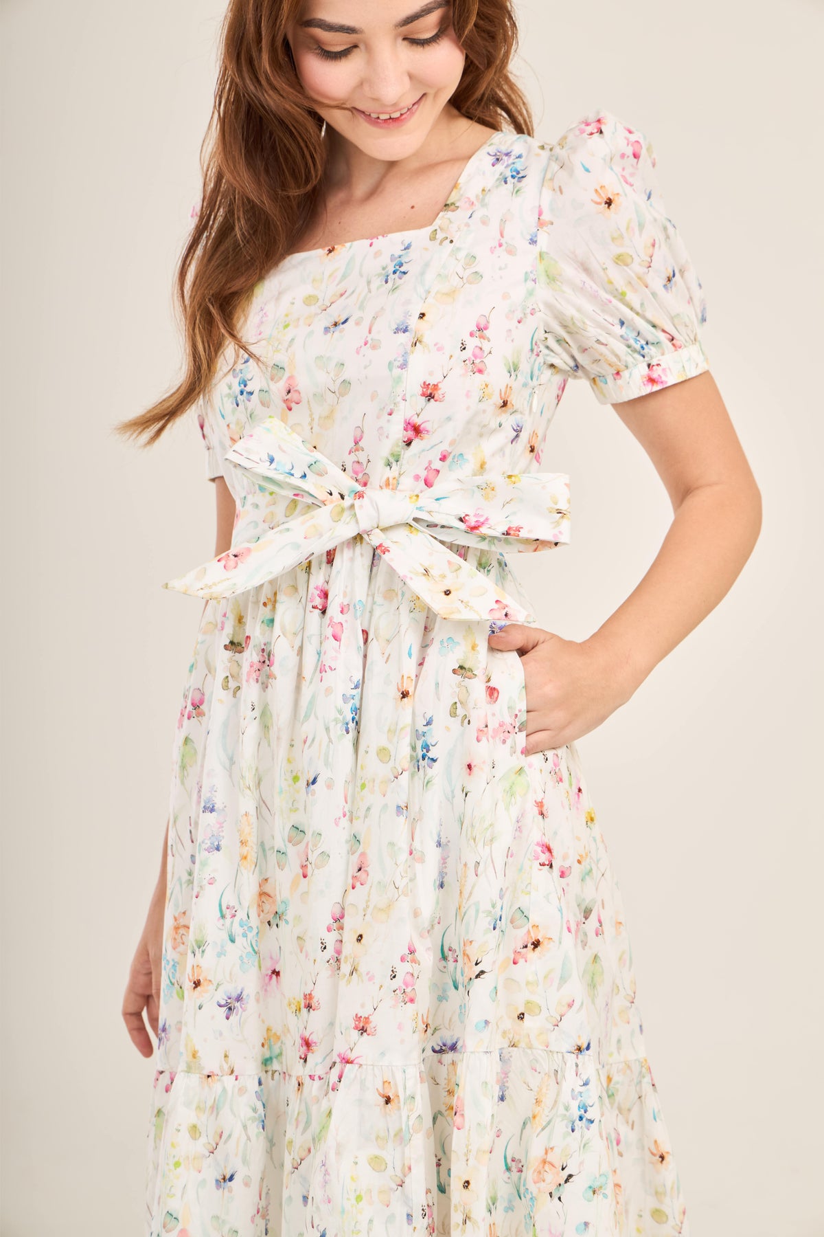 Enchanted Twirl Dress with Nursing Zippers in Wildflowers