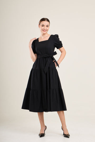 Versa Cotton Dress with Nursing Zippers in Black