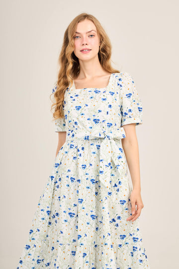 Versa Everywhere Dress with Nursing Zippers in Blue Cornflowers