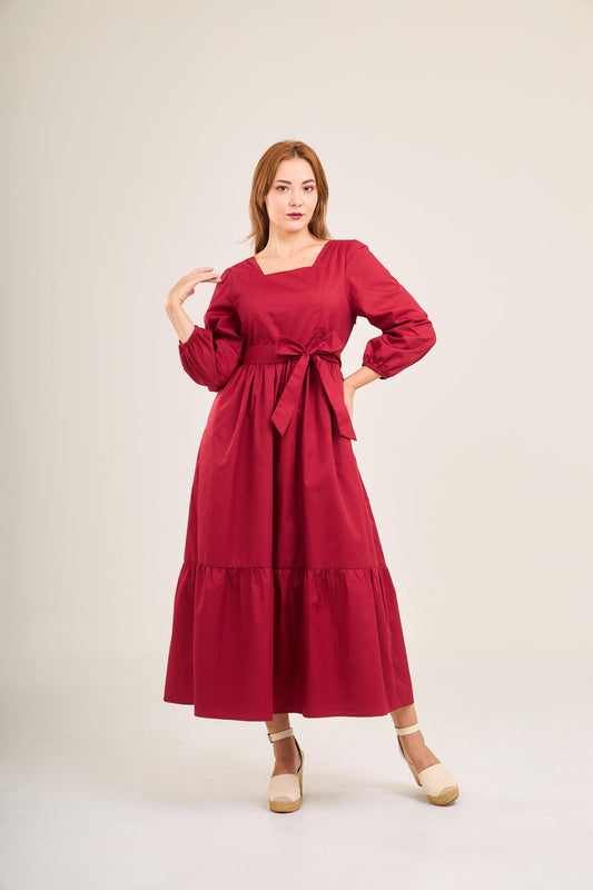 Embrace Long Sleeve Maxi Dress with Nursing Zippers in Burgundy (Final Sale)