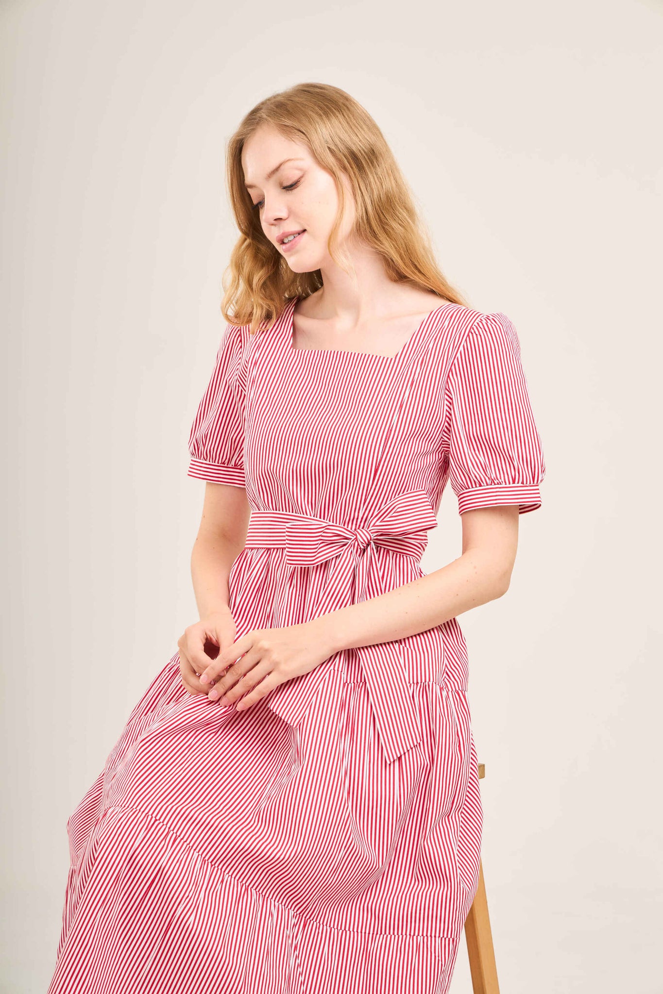 Versa Cotton Dress with Nursing Zippers in Red Stripe (Final Sale)