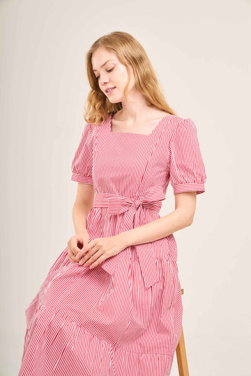 Versa Cotton Dress with Nursing Zippers in Red Stripe (Final Sale)