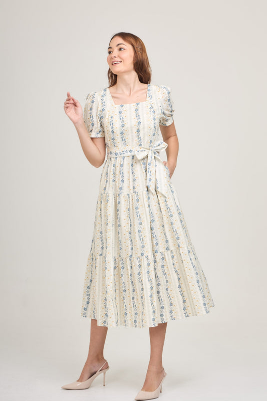 Versa Midi Dress with Nursing Zippers in Floral Trail