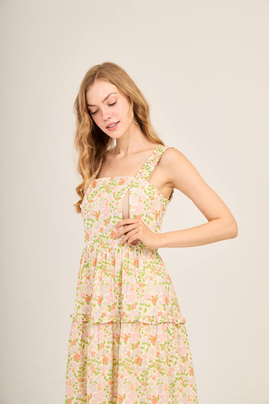 Kanya Dress with Nursing Zippers in Blushing Floral (Final Sale)