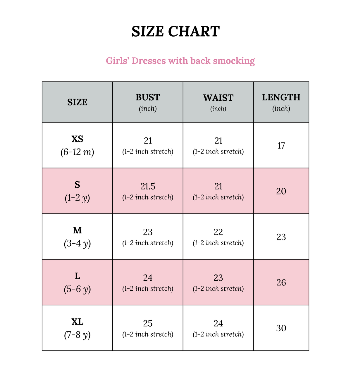Size chart