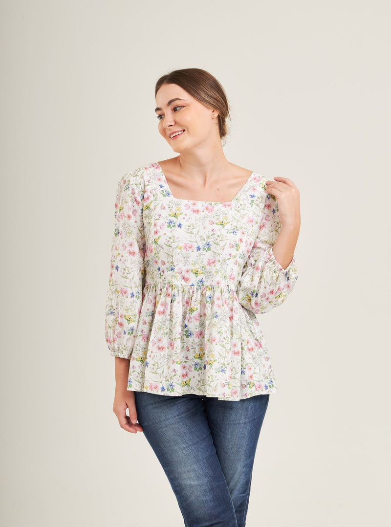 Embrace Cotton Top with Nursing Zippers in Sweet Wildflowers