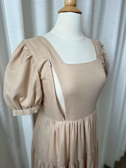 A43: Sample Versa Dress with Nursing Zippers in Brown, Size S