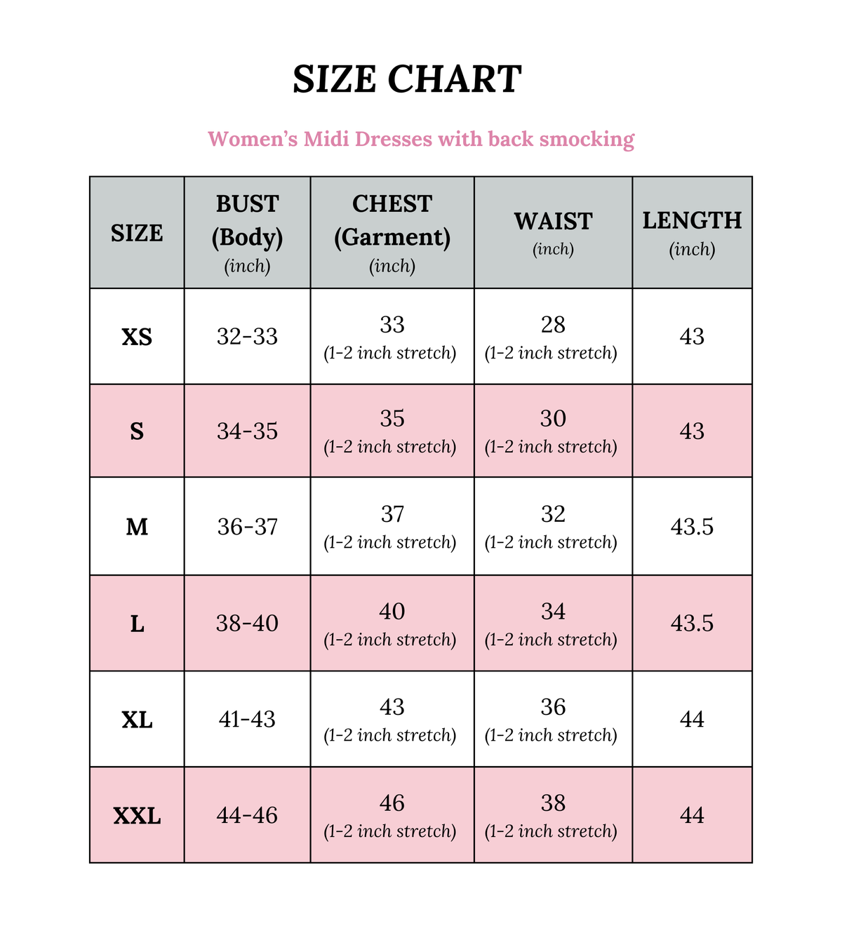 Size chart