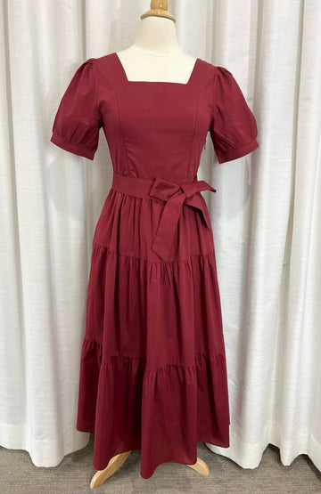 *Sample* Versa Cotton Dress with Nursing Zippers in Red Burgundy