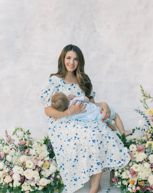 Versa Everywhere Dress with Nursing Zippers in Blue Cornflowers