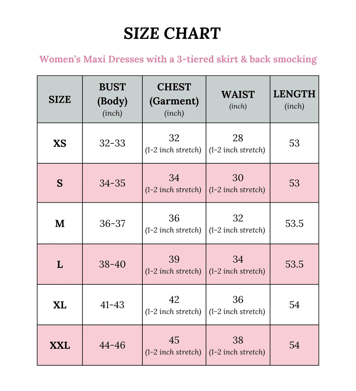 Size chart