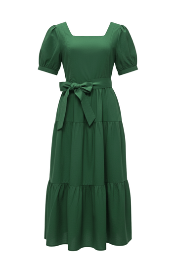 Versa Cotton Dress with Nursing Zippers in Evergreen