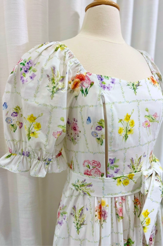 Ann Maxi Dress with Nursing Zippers in Birth Flowers