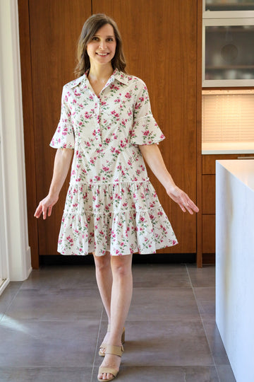 Breezy Dress with Nursing Zippers in Bougainvillea