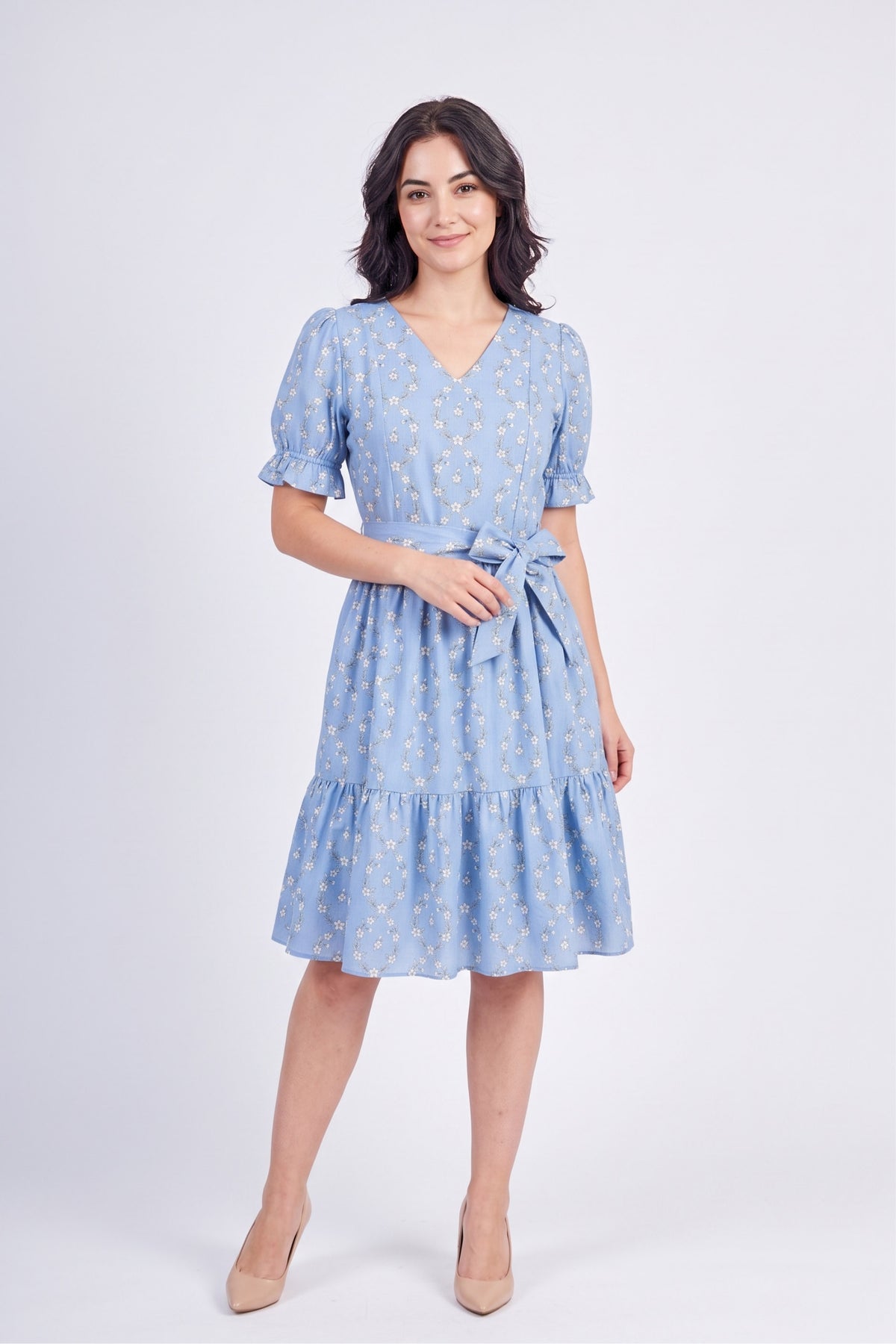 All Day Dress with Nursing Zippers in Blue Heirloom